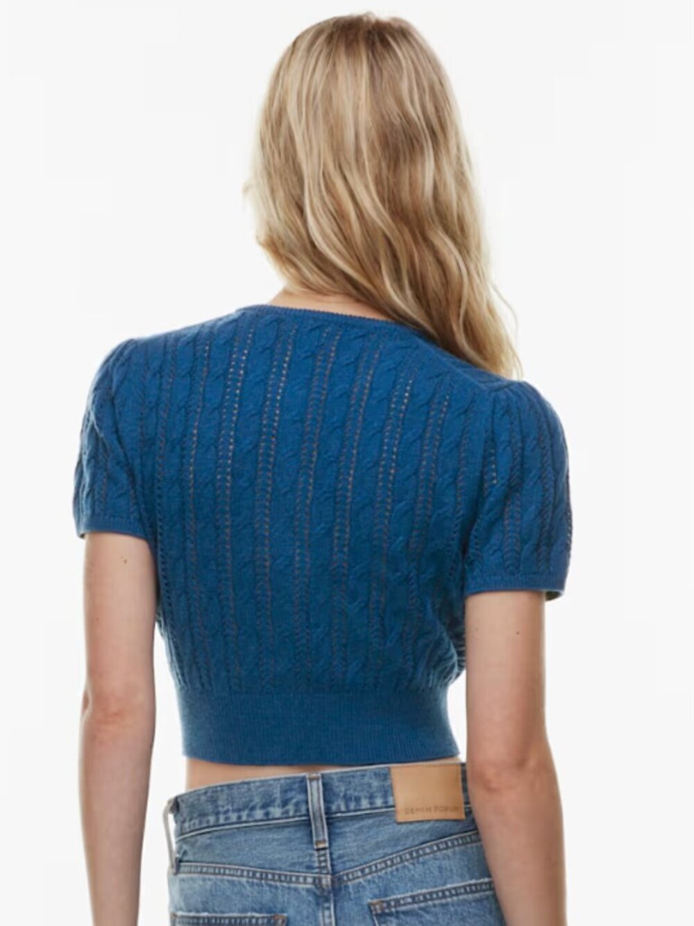 Wilfred Fey Cardigan Merino Wool and Cotton Short Sleeve Ultramarine Blue S $98 - Picture 8 of 8
